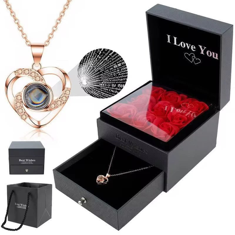 "I Love You" Necklace Rose Box