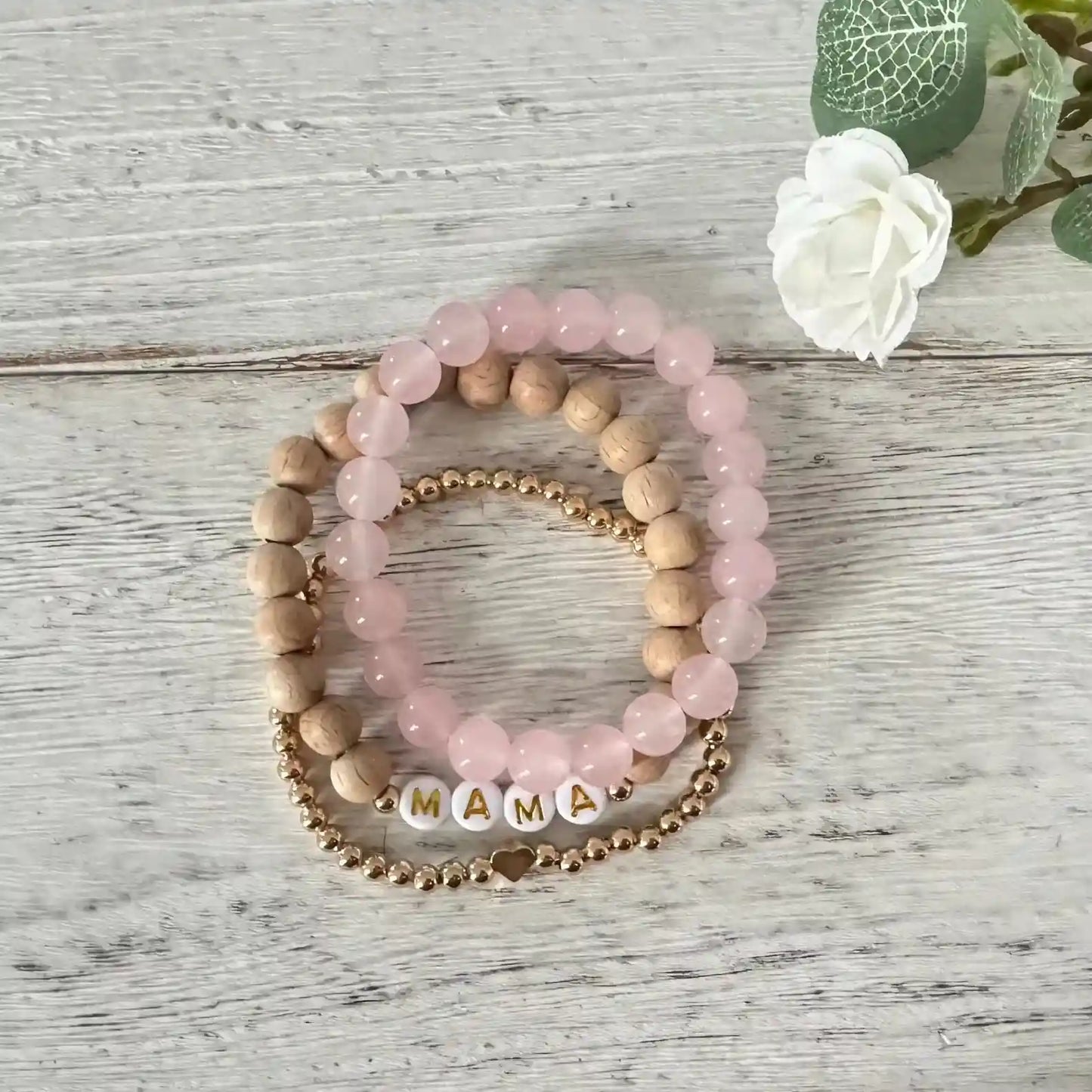 “MAMA” Charm Beaded Bracelet