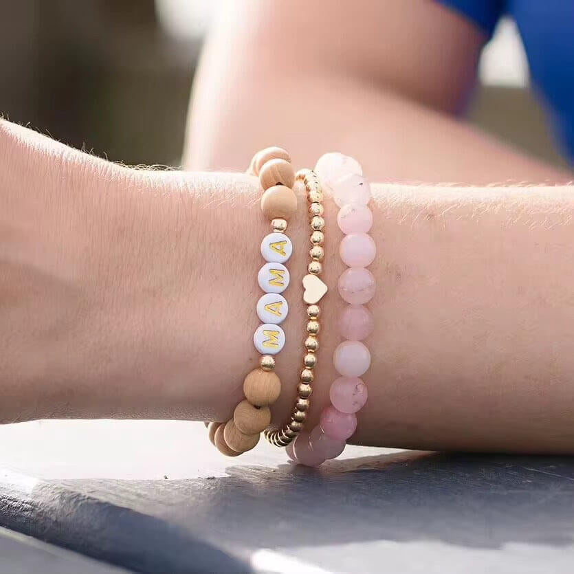 “MAMA” Charm Beaded Bracelet